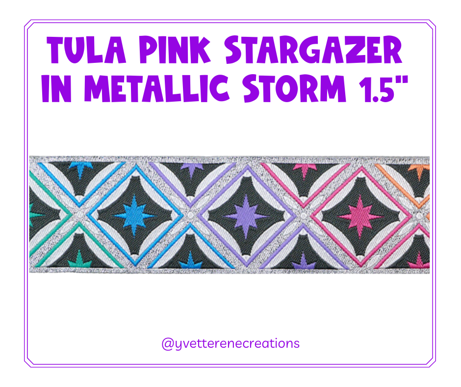 Tula Pink Ribbon | Stargazer in Metallic Storm 1.5