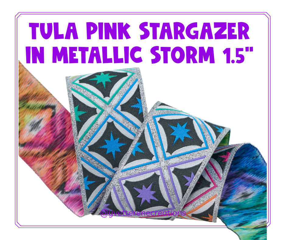 Tula Pink Ribbon | Stargazer in Metallic Storm 1.5