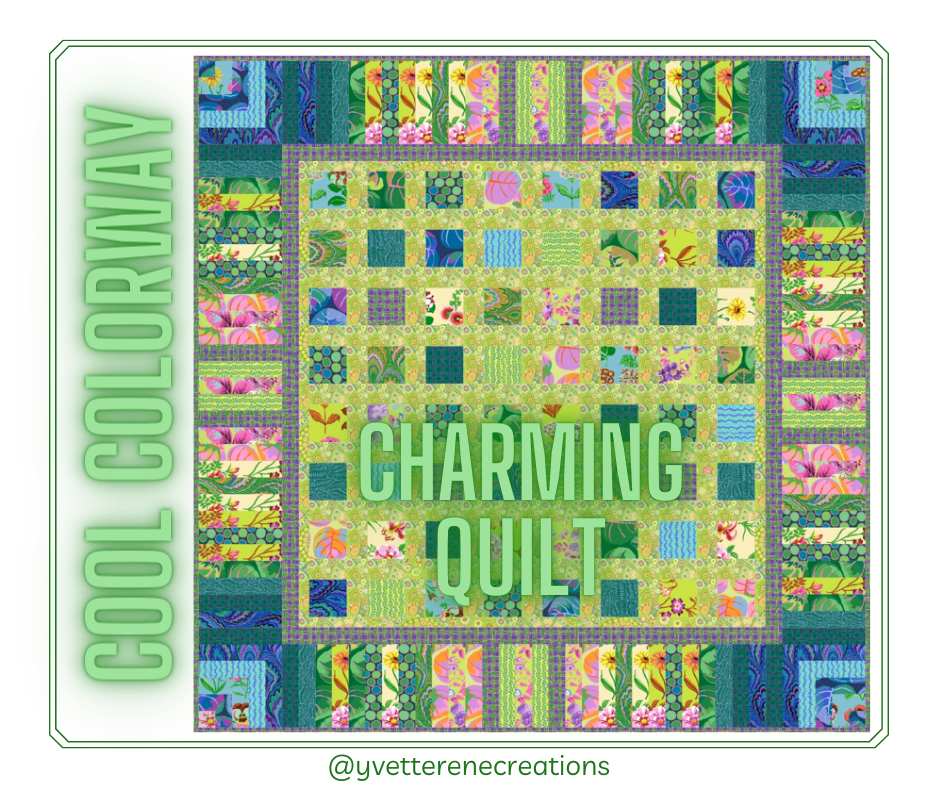 QUILT KIT  |  Charming Quilt Kit in COOL COLORWAY  |  Kaffe Fassett February 2025