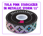 Tula Pink Ribbon | Stargazer in Metallic Storm 1.5", sold by the yard