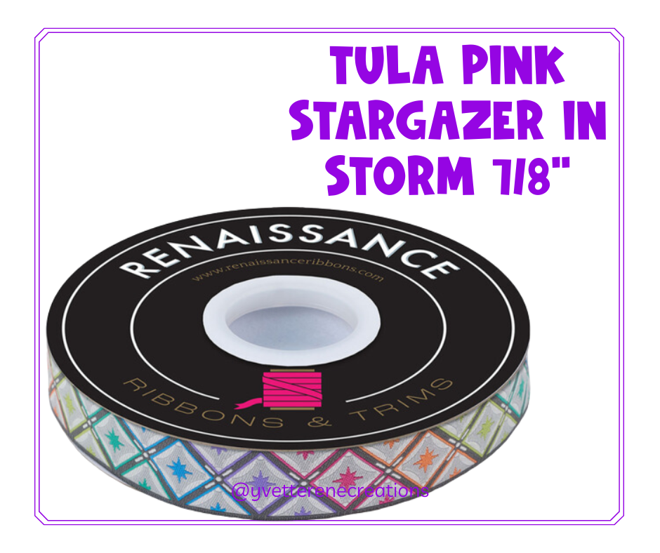 
                      
                        Tula Pink Ribbon  |  Stargazer in Storm 7/8", sold by the yard
                      
                    