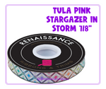 Tula Pink Ribbon  |  Stargazer in Storm 7/8", sold by the yard