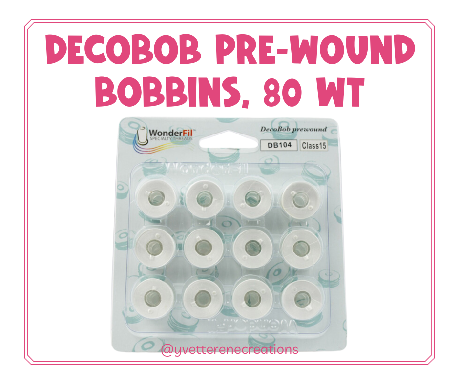 
                      
                        DECOBOB PRE-WOUND BOBBIN THREAD, Class 15  |  CHOOSE OPTION
                      
                    