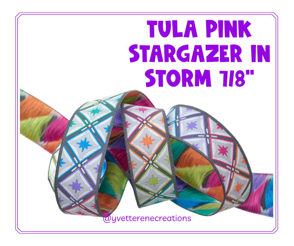 
                      
                        Tula Pink Ribbon  |  Stargazer in Storm 7/8", sold by the yard
                      
                    