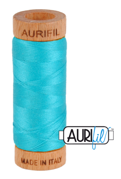 AURIFIL  |  #2810 TURQUOISE Cotton Mako Thread, 80wt, 300yd