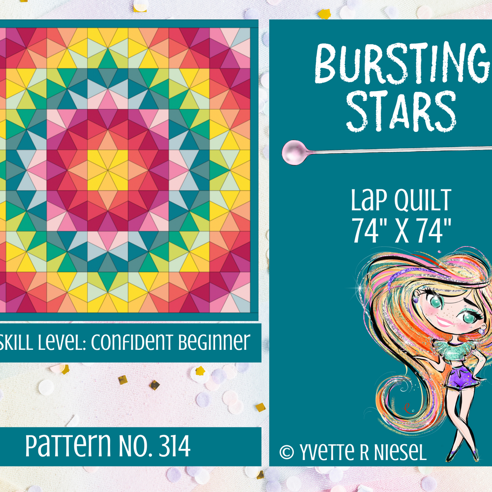 FREE PDF PATTERN  |  BURSTING STARS Quilt Pattern, Foundation Paper Piecing