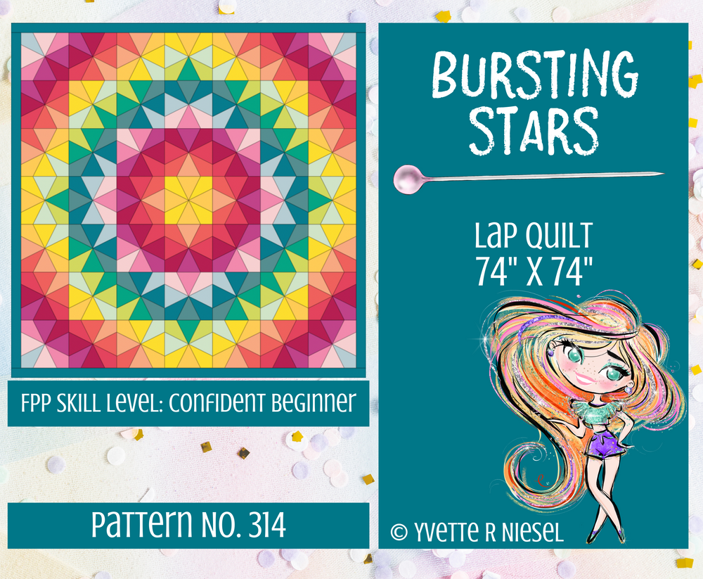 
            
                Load image into Gallery viewer, FREE PDF PATTERN  |  BURSTING STARS Quilt Pattern, Foundation Paper Piecing
            
        