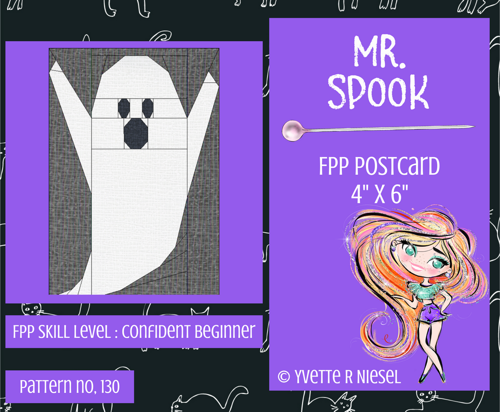 DIGITAL PATTERN  |  MR. SPOOK, a postcard sized Foundation Paper Piecing Pattern, 4