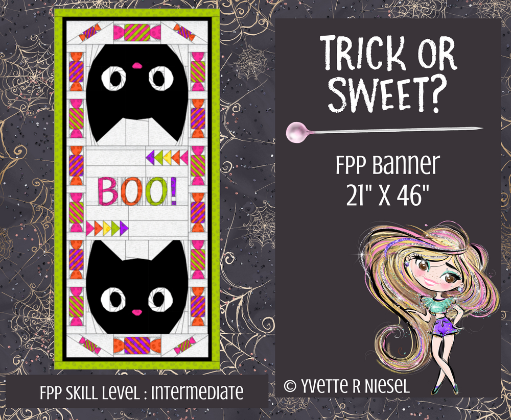 
            
                Load image into Gallery viewer, DIGITAL PATTERN  |  Trick or Sweet?, HALLOWEEN Foundation Paper Pieced PDF Pattern
            
        