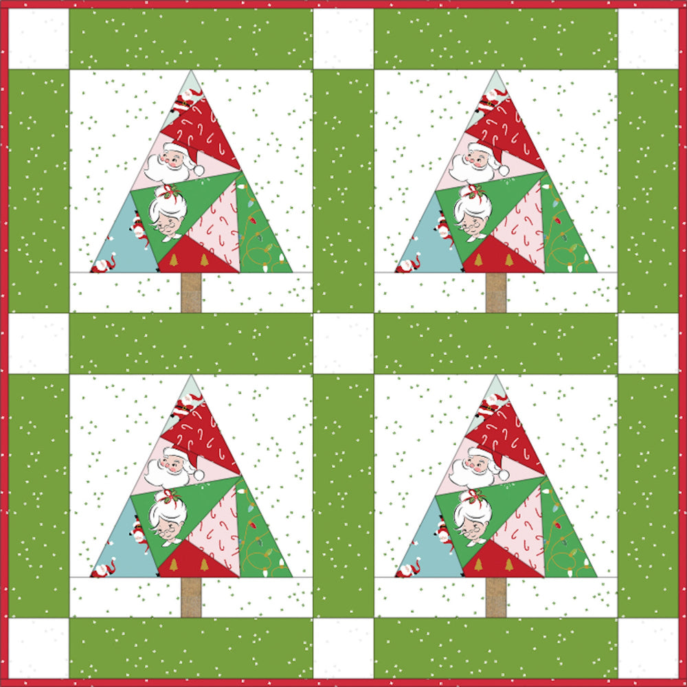 DIGITAL PATTERN  |  EVERGREEN MINI QUILT PATTERN, 22.5" x 22.5" Table Topper or Mini Quilt, Foundation Paper Piecing