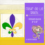DIGITAL PATTERN  |  FLEUR DE LIS BLOCK PATTERN, 8" x 8" Block, Foundation Paper Piecing